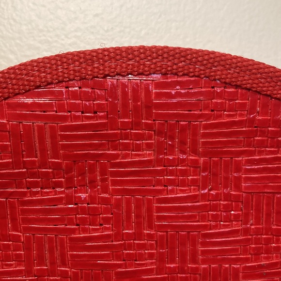 Vintage Italian Woven Round Red Shoulder Bag Crossbody Purse / Novelli Florence - Picture 7 of 11